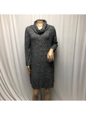Maurices Sweater Dress Womens Size Medium Black White Long Sleeve Cowl Neck